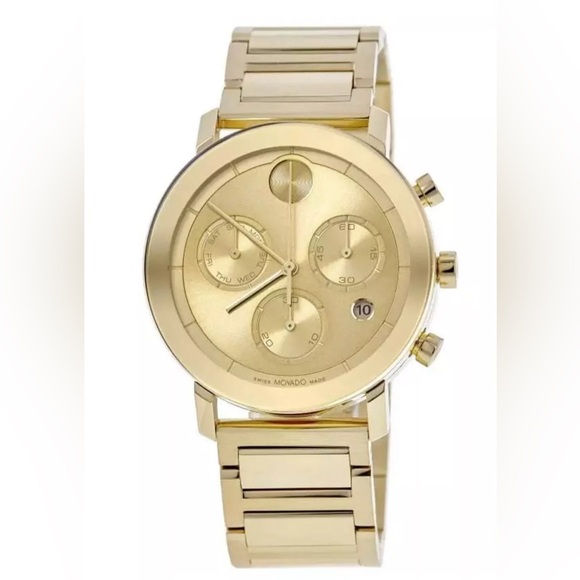 New Movado Bold Evolution Men’s Gold Tone Chronograph Watch 3600811